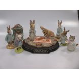 A large quantity of Royal Albert Beautrix Potter figures to include Mrs Tiggy Winkle, Peter