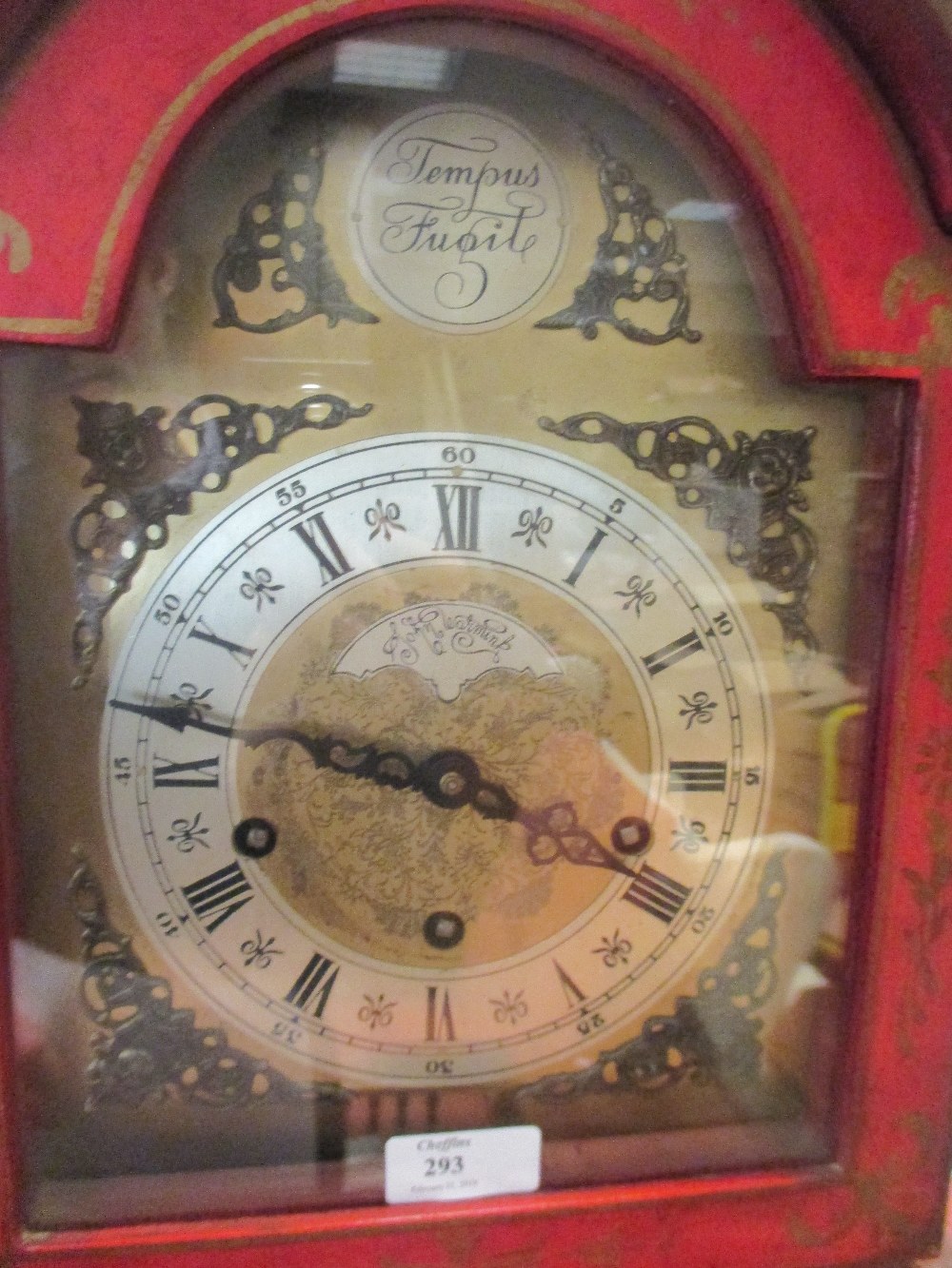 A red lacquer longcase clock, 175cm high - Image 2 of 4