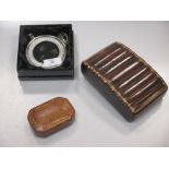 Asprey London, a leather card/cufflinks box, a small gilt tooled cufflinks box and a modern Celtic