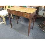 A mahogany side table of three small drawers, 71 x 73 x 39cm