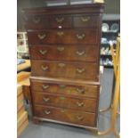 A George III mahogany chest on chest, with original brasses, 186 high x 112 wide x 55cm deep