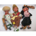 Three Pelham Puppets, witch, Hansel and Grettel, without boxes