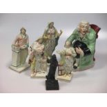 A Staffordshire figure group of the 'Drunken Vicar and the Clerk', a 19th century jug modelled as