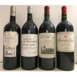 Four magnum bottles. La Petite Eglise, Pomerol 1996; L'Hospitalet de Gazin, Pomerol 2009; Chateau