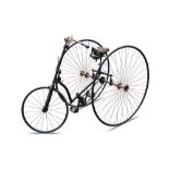 A late 19th century chain driven tricycle, possibly a 'Singer straight steerer', with solid tyres,