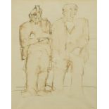 § Josef Herman, OBE, RA (Polish/British, 1911-2000) Two Miners pen and wash 22 x 17.50cm (9 x 7in)