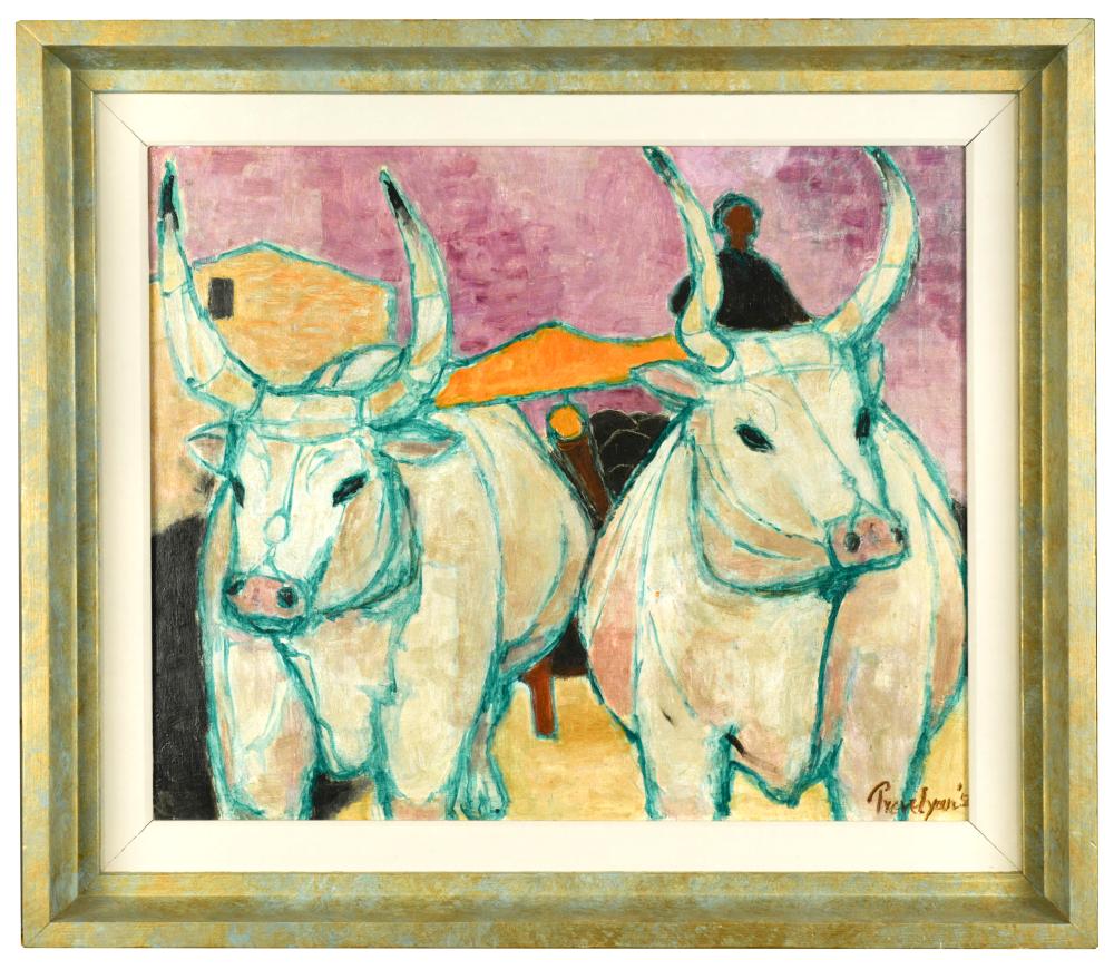 § Julian Trevelyan, RA (British, 1910-1988) Oxen signed and dated 'Trevelyan 54' (lower right) oil