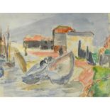 § Henryk Gotlib (Polish/British, 1890-1966) Boats in Old Rye Harbour signed 'Gotlib' (lower left)
