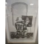 Two etchings by Graham Clarke, 'Parsnip Percy' signed no. 46/300, and 'Etching' (self portrait ?)