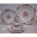 A copeland Spode Ellesmere pattern part tea service to include plates cups and saucers and bowls