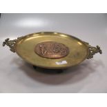 19th century French gilt bronze tazza, the circular top incised 'E Picault', 36 cm in diam.