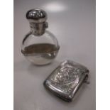 A silver vesta case together with a miniature spirit flask with silver cup (2)