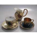 A Limoges type porcelain part coffee set in the Japanese taste together with a set of six Royal