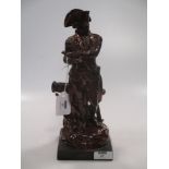 Attributed to Wood and Caldwell, a part copper lustred basalt figure of Nelson standing in front