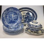 A Copeland Spode's Italian part dinner service and a Minton blue & white large dinner service