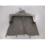 A chain maille dance purse, stamped 'Sterling silver' 3.8ozt