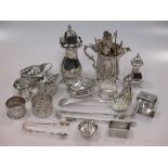 A collection of silverware including condiments, flatware, napkin rings etc, 41ozt weighable