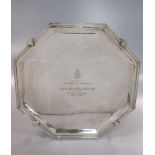 A silver octagonal salver, 32ozt