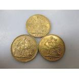 Three gold sovereigns, 1901, 1906 and 1911 (3)