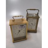 An early 20th century carriage clock with subsiduary second hand and alarm, together with a modern