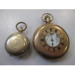 A 9ct gold pocket watch, the enamel dial for Saqui and Lawrence, London together with a gold