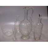 A collection of Victorian & late glassware including foliate ethel glasses & Greek key pattern