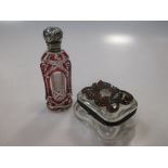 An early 20th century Continental rock crystal and garnet pill box, 5cm wide together with Victorian