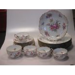 A Dresden porcelain part tea service and 6 Rosenthal floral dinner plates