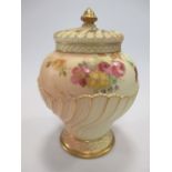 A Royal Worcester blush ivory pot pourri jar & cover