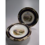 A 19th century porcelain (possibly Coalport) part service, comprising three small tazza (one unglued
