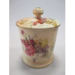 A Royal Worcester blush ivory tobacco jar and cover
