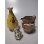 Collection of china and glass, including Continental figurines, 5 decanters (chipped), Bunnykins 4