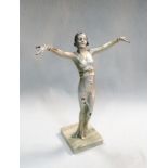 In the manner of Josef Lorenzl, an Art Deco cold painted figure, modelled as a young woman in full