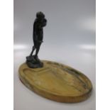 After Ludwig Eisenberger, a bronze model of a female nude mounted to a marble tray base (19cm high x