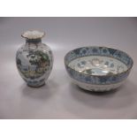 A Royal Crown Derby vase and bowl painted with landscapes (2)