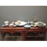 Decorative Asian country ceramics including small pots and plates, some damaged