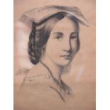 English School, 19th Century, A pencil drawing of a Spanish girl, 45 x 34cm. Provenance: Bacton