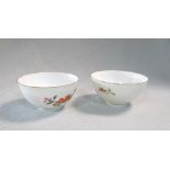 A pair of eggshell bowls, 20th century, painted with flowers, four mark Jing de zhen zhi to the base