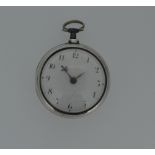 Charles Hope - A George III silver pair cased pocket watch, the outer (and inner) case by Jeremiah