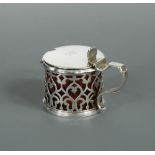 A Victorian silver pierced drum mustard, by Charles Riley & George Storer, London 1847, with