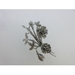 A 20th century diamond spray brooch, the arched stems with multiple leaves, flowers and buds, set