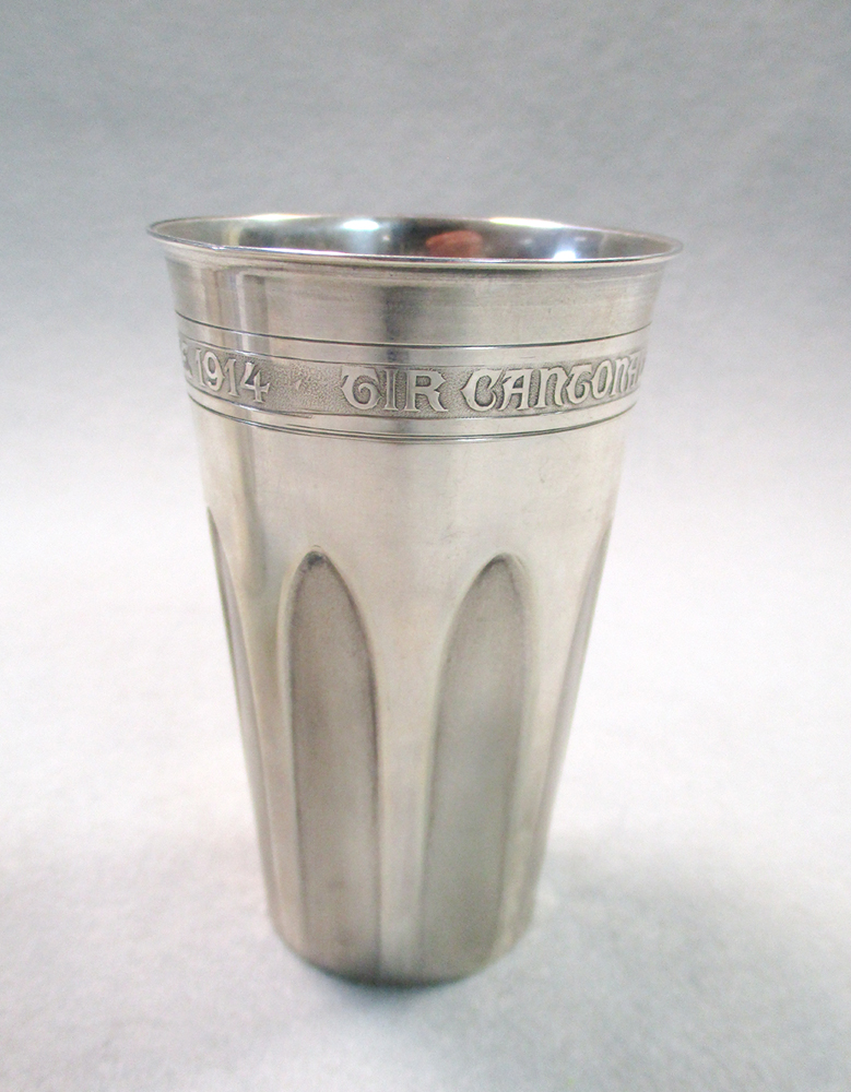 A collection of five Swiss metalwares tumblers, of conical form with applied wording relating to - Image 6 of 11