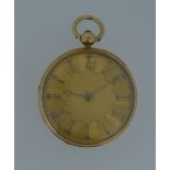 Ino. Edmonds - A William IV 18ct gold open faced pocket watch, the gilt textured dial, 40mm