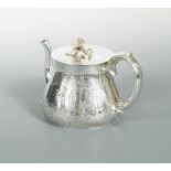 A Victorian silver teapot, by Charles Riley & George Storer, London 1846, of circular form with