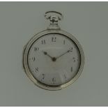 T Spencer - A George III silver pair cased pocket watch, the outer (and inner) case with