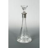 A 20th century silver topped glass decanter, sponsor's mark Asprey, London import marks 1997, of