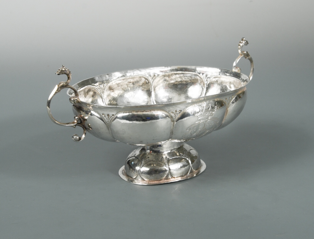 An 18th century Dutch metalwares brandy bowl, maker's mark not traced, Groningen 1763/1764, of