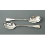 A pair of Victorian silver salad servers, by George Adams, London 1872, 'Beaded Edge' pattern,
