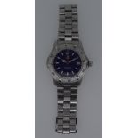 Tag Heuer - A gentleman's stainless steel '2000' series wristwatch, circa 1990, the signed blue dial