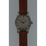 Omega - An Air Ministry gentleman's steel wristwatch, circa 1940, the signed circular off white